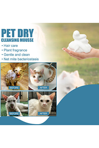 YEGBONG 60ml Waterless Cat Dog Shampoo Pet Dry Shampoo Foam Cleaner Bath Grooming Kitten Dog Puppy No Rinse