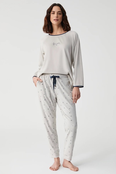 Catherine's Catherines Soft Velvet Circular Neck Long Sleeve Women's Pajama Set