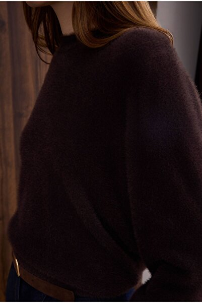 HEQA Thin Furry Basic Sweater Chestnut