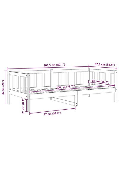 vidaxl Day Bed without Mattress White Solid Wood Pine 90x200cm