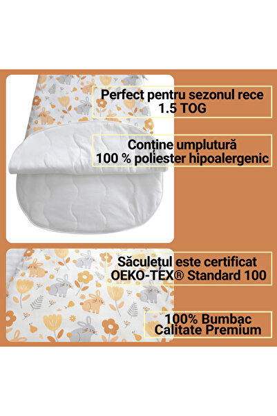 Miriboo Sleeping Bag for Babies and Children, 6-12 months, Winter, 1.5 TOG, 100% Cotton, Temperature Indicator