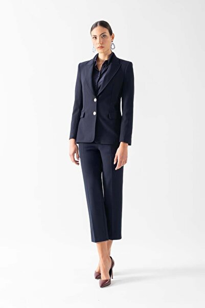 Spazio Cristano Klasik Yaka Bele Oturan Cep Kapaklı Ceket LACİVERT