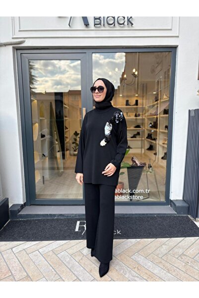 Babil Butik 250310006 Sequin Embroidery Women's Suit Black