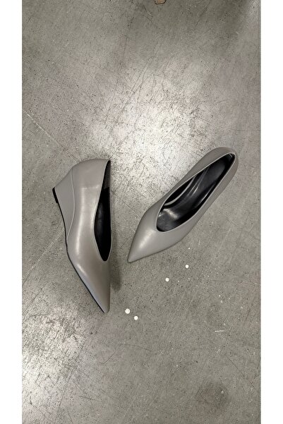 Eataly Shoes Alba Gray Leather Wedge Heeled Women's Shoes