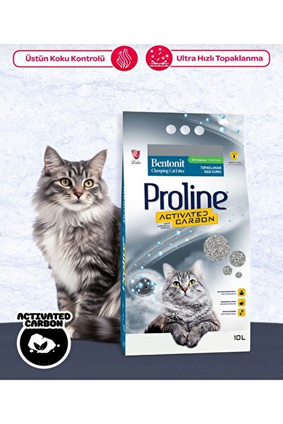Proline Aktif Karbonlu Topaklanan Doğal Kedi Kumu 10 Lt