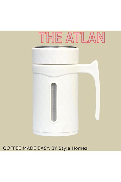 LUXURY Stainless steel coffee mug with handle / Insulating cup for hot and cold drinks, 300ml, stainless steel interior