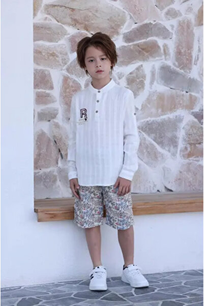 Alesaei-mondo tondo Children's shorts with bright floral prints 4102