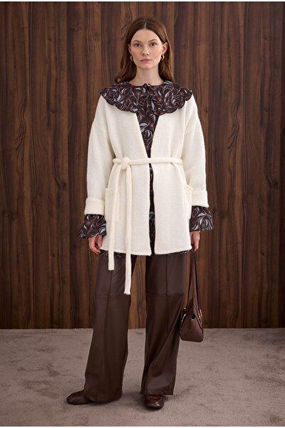 HEQA Cardigan din alpaca Ecru