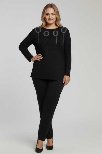 Mivoon Γυναικεία μπλούζα με μακρύ μανίκι με λεπτομέρεια από πέτρα, ελαστική μπλούζα