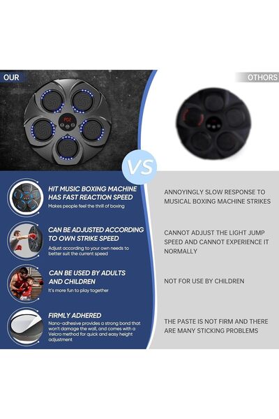 Generic Music Boxing Machine w/ 2 Pairs Gloves, Wall-Mounted Smart Bluetooth Trainer