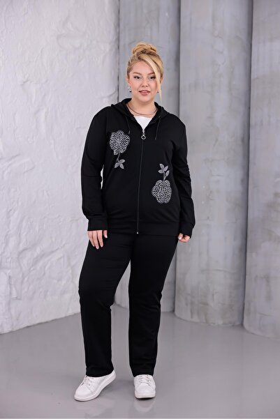 Siyezen Plus Size Pearl Stone Detailed Suit