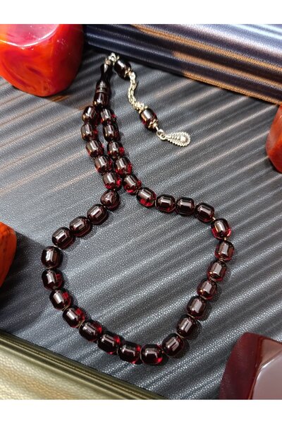 Anemore Collection Stick Amber Prayer Beads Burgundy Color