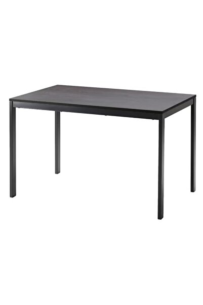 MAAS Modern rectangular wooden table with metal legs, suitable for dining and living rooms, multi-purpose, measuring 107x70x76