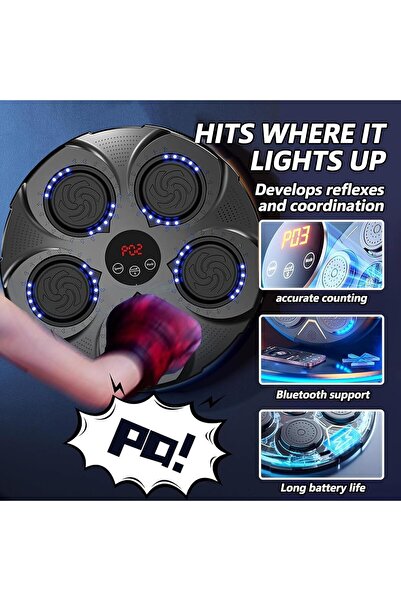 Generic Music Boxing Machine w/ 2 Pairs Gloves, Wall-Mounted Smart Bluetooth Trainer