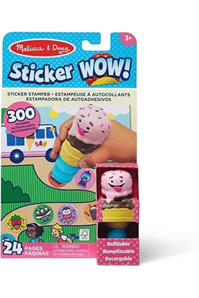 Melissa & Doug Sticker WOW! 24-Page Activity Pad and Sticker Stamper - Ice Cream (300 Stickers)