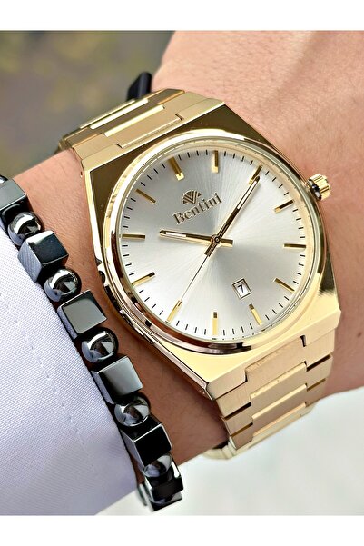 Bentini Men's Wrist Watch with Calendar – Steel Band, 3 Atm Water Resistant, 2-Year Warranty, Gift Bracelet