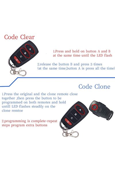 AZONEE 3pcs 433MHz Garage Door Cloning Remote Control - 4-Button Universal Keychain