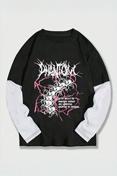 Karakedi Harajuku Gothic Punk Phantom White Sleeve Long Sleeve T-Shirt