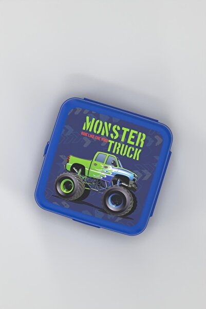 Renga Leya Monster Truck Patterned Pp Children's Lunch Box and Water Bottle Set 192013 Blue