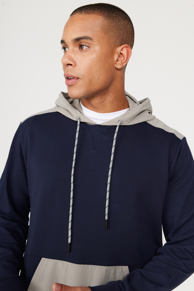 ALTINYILDIZ CLASSICS Navy Blue Standard Fit Regular Cut Hooded Pocket Sweatshirt
