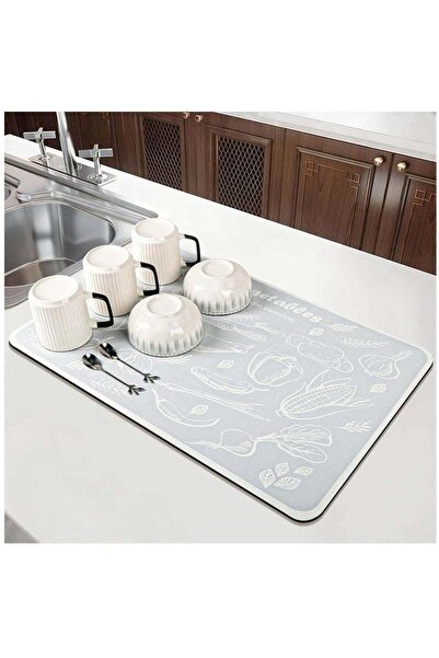 Saharaz Coffee Mat,Coffee Machine Drying Mat with Non-Slip Rubber Bottom,Quick-Drying Mat for Kitchen(Grey)