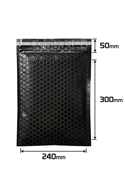 Packanya Balonlu Siyah Bantlı Kargo Poşeti 24x30+5 (120gr) - 25 Adet