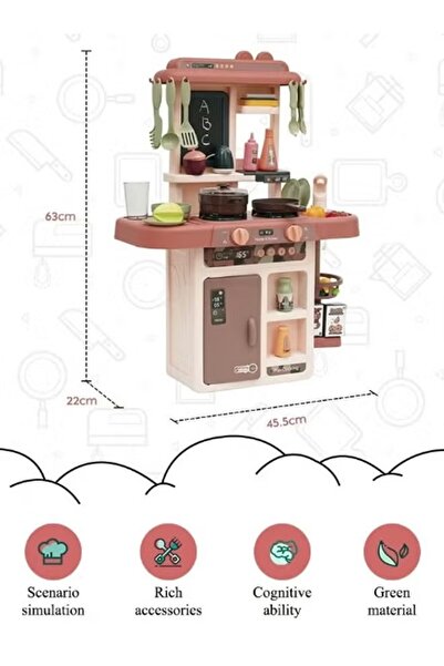 Generic 42 Pcs Kitchen Playset Kitchen Toys with Realistic Lights and Sounds Simulation Cooking Set