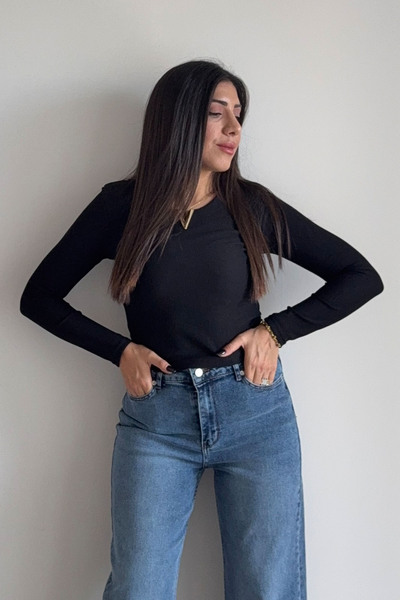 CİDDE Women's Collar Metal Ottoman Fabric Body Blouse