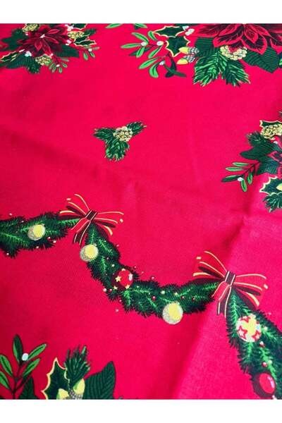 Blusmart Christmas Tablecloth – Red with Santa Claus & Christmas Tree Garland, 240 × 150 cm