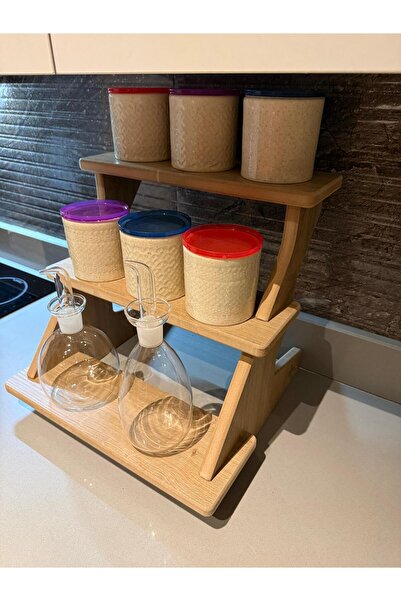 akçehome حامل توابل فاخر، حامل عصري، منصة عرض، رف علوي للطاولة بثلاثة أرفف