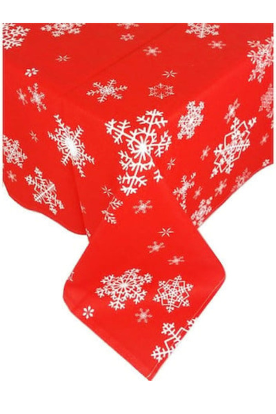 Blusmart Christmas Tablecloth – Red with Snowflakes, 125 × 150 cm