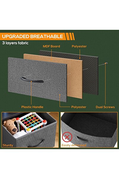 Gogoya 4-Drawer Fabric Dresser Storage Tower with Steel Frame and Wooden Top (Gray)