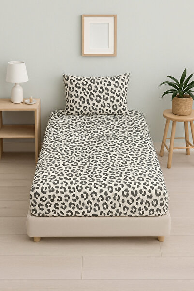 rabiatekstil Leopard Patterned Single Fitted Sheet Set-100×200 Cm–1 Pillowcase– Modern & Stylish Design