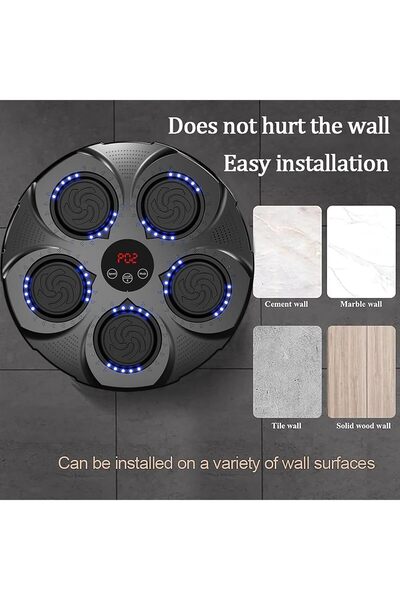 Generic Music Boxing Machine w/ 2 Pairs Gloves, Wall-Mounted Smart Bluetooth Trainer