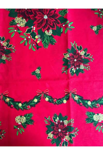 Blusmart Christmas Tablecloth – Red with Santa Claus & Christmas Tree Garland, 240 × 150 cm