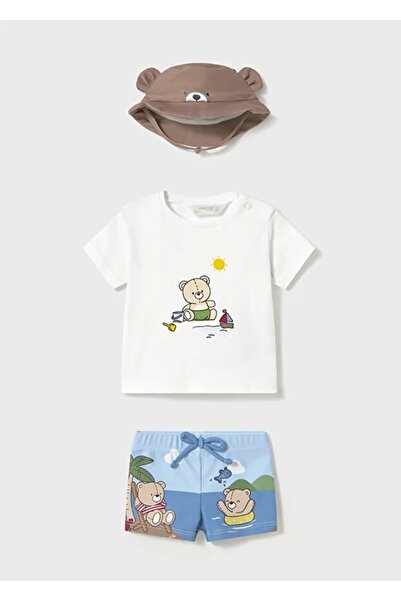 MAYORAL Yenidoğan erkek 3 parçalı güneş korumalı mayo seti 1618