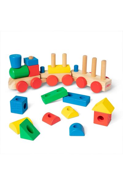 Melissa & Doug Wooden Stacking Train - 18-Piece Wooden Train Set for Toddlers Ages 2+