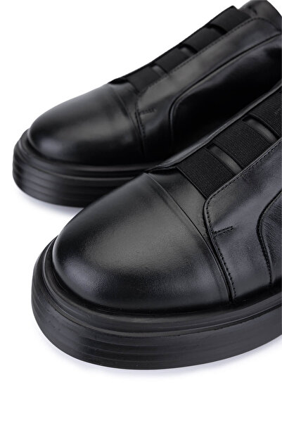 Tamer Tanca Men's Genuine Leather Black Sneakers & Sports Shoes