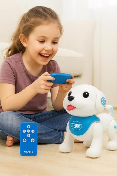 fitto Mini Electronic RC Dog Toy Robot – Interactive, Dance, Shake Head, Programmable Pet Robot