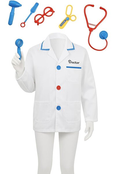 fitto Doctor Costume for Kids, White Uniform, One Size