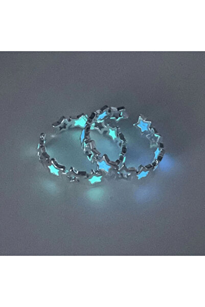 Gofeel Mavi Parlak Detaylı Çift Halkalı Yüzük