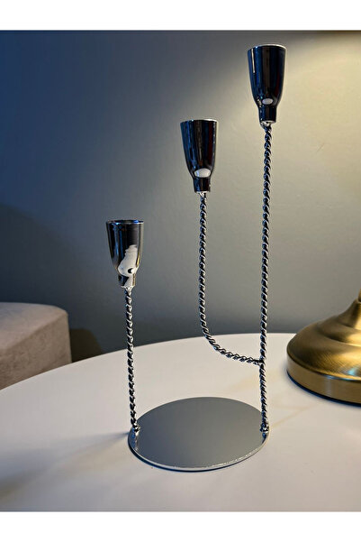 co arma Modern metal candlestick with a diamond-colored design and 3 heads