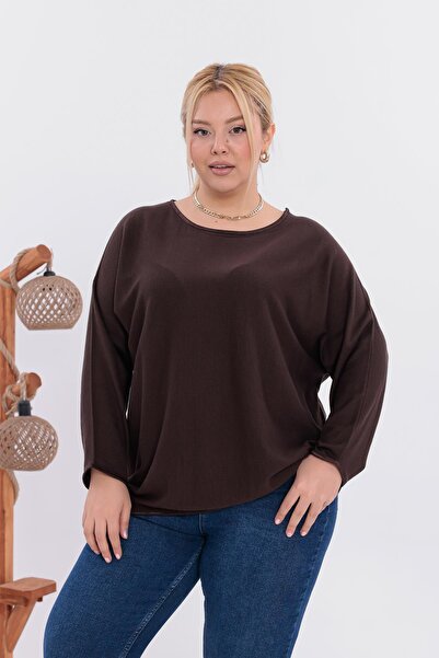 Siyezen Plus Size Bat Sleeve Oversized Knitwear Sweater