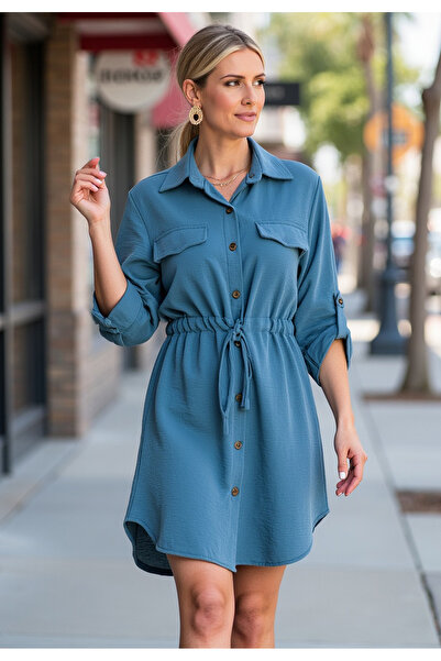 Figl Women's shirt dress - Shirt dress - Shirt dress - Blue shirt dress M1131 L/XL