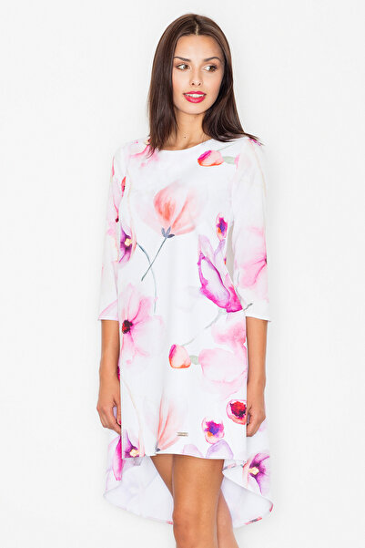 Figl Asymmetrical dress with Printed and 3/4 sleeves - M497 size S