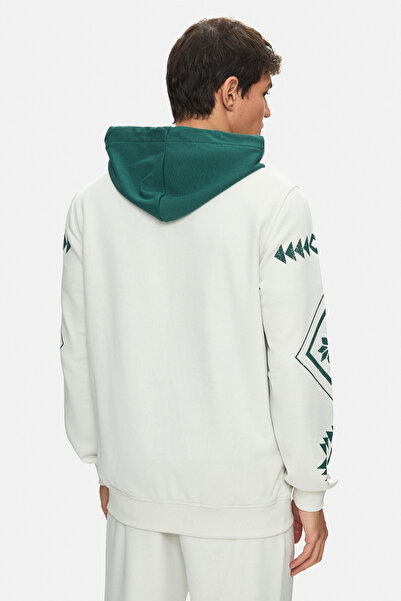 UCLA Ανδρικό φούτερ με φερμουάρ SPENCER Bone Color με κουκούλα με τύπωμα Standard Fit