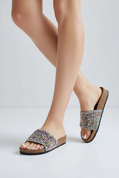 Konfores 2232-Pien Anatomical Cork Sole Beaded Women's Slippers