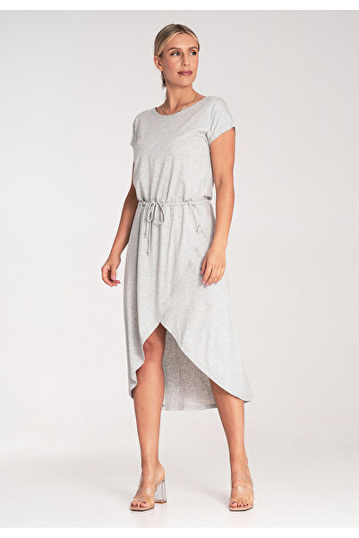 Figl Asymmetric midi dress - knot dress - M1041 gray M