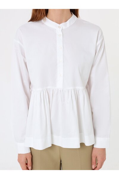 Benin Ruched Detail Shirt - White -