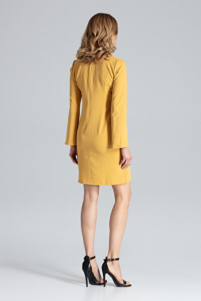 Figl Elegant yellow mini dress with slits on the sleeves - Evening dress M550 size S